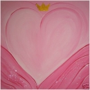 Herzbild rosa mit Krone und Glitzer