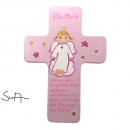 Schutzengel Kreuz "Lotte" rosa-weiß