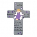 Schutzengel Kreuz "Lotte auf Wolkenschaukel" grau-lila