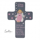 Schutzengel Kreuz "Lotte" auf Wolke grau rosa